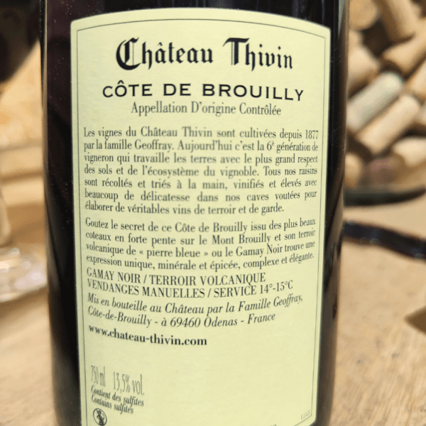 Côtes de Brouilly - Château Thivin « Les 7 chemins » – Image 3